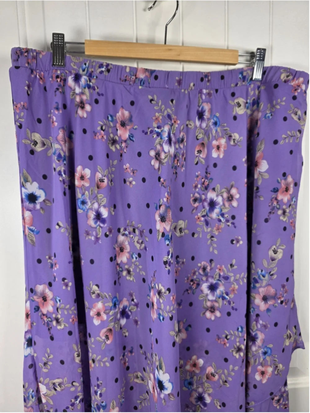 Anthony Original Sz 1X NWT 2 pc Purple Floral Embroidered Tunic Chiffon Skirt